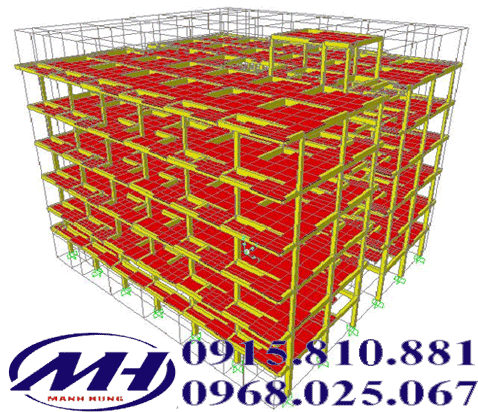 Mô hình tính toán khung nhà cao tầng, kết hợp lõi bê tông cốt thép